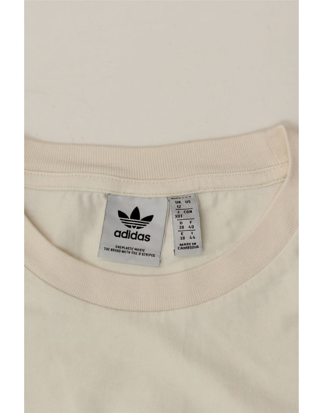 ADIDAS Womens Asymmetric T-Shirt Top UK 12 Medium White Cotton Vintage Adidas and Second-Hand Adidas from Messina Hembry 