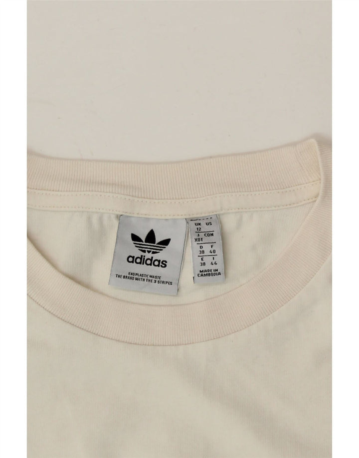 ADIDAS Womens Asymmetric T-Shirt Top UK 12 Medium White Cotton Vintage Adidas and Second-Hand Adidas from Messina Hembry 