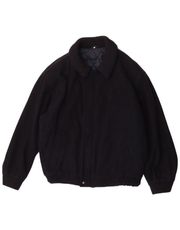 Vintage Herren Bomberjacke UK 42 XL Marineblaue Wolle