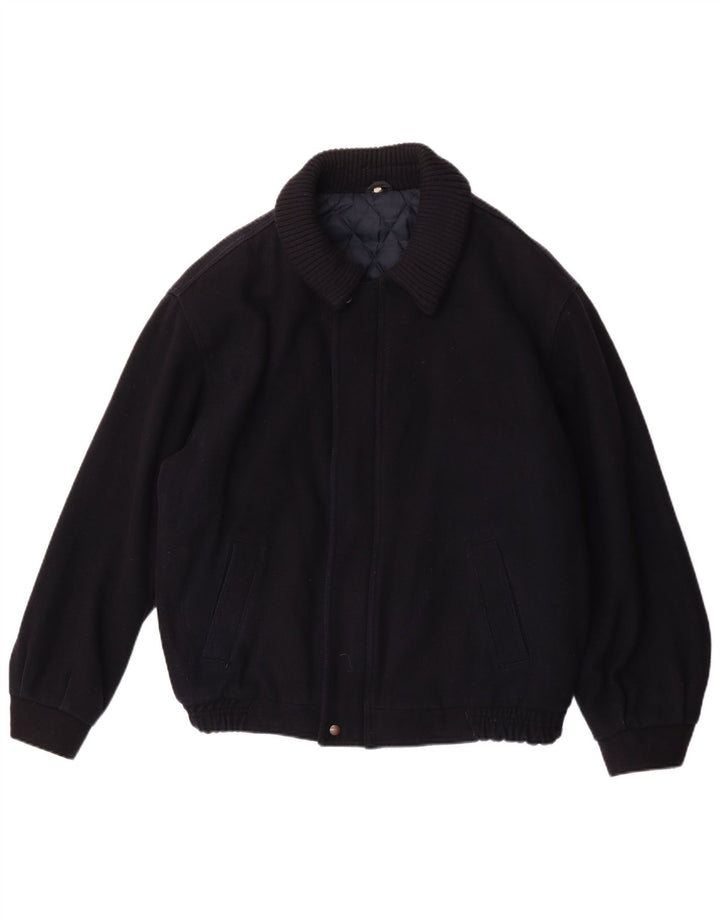 Vintage Herren Bomberjacke UK 42 XL Marineblaue Wolle