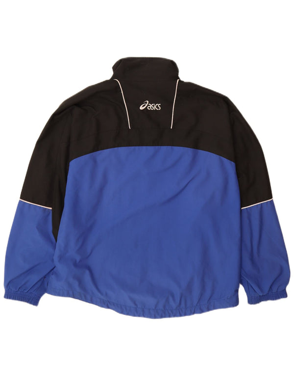 ASICS Herren-Trainingsanzug-Top-Jacke XL, blaues Colourblock-Polyester