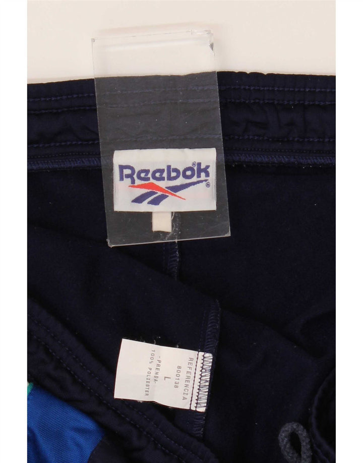 Reebok Herren-Trainingshose, groß, marineblau, Farbblock-Polyester