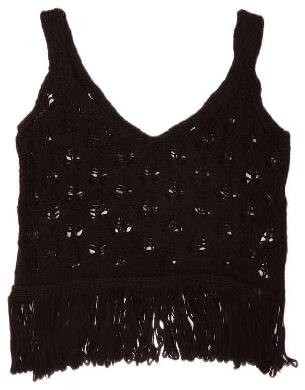 Zara Häkel-Cami-Top für Damen, UK-Größe 44, Größe L, Schwarz, Acryl