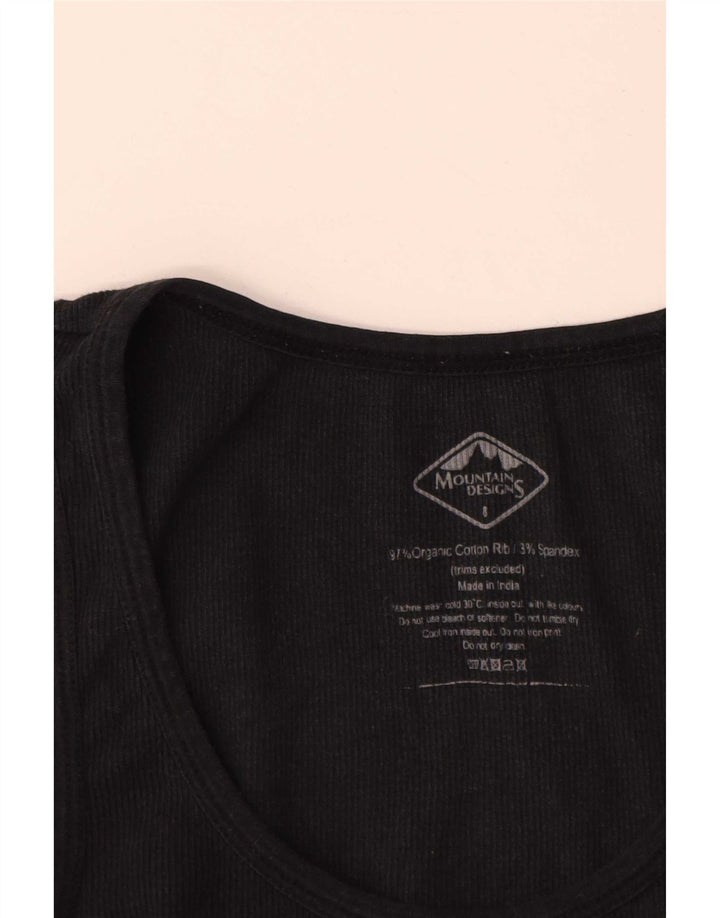 Mountain Designs Damen-Trägershirt, UK-Größe 8, Größe S, schwarze Baumwolle