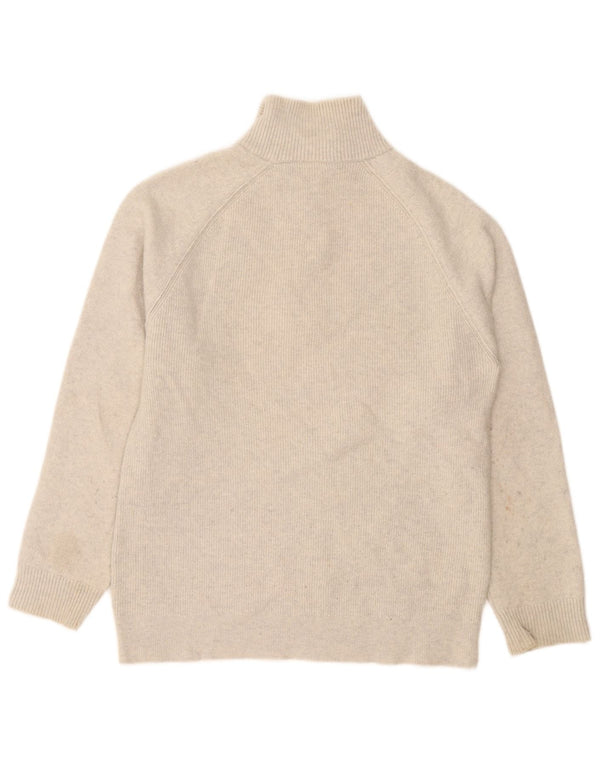 Reiss Damen-Pullover mit Reißverschluss am Hals, UK 18, XL, beige gefleckte Wolle