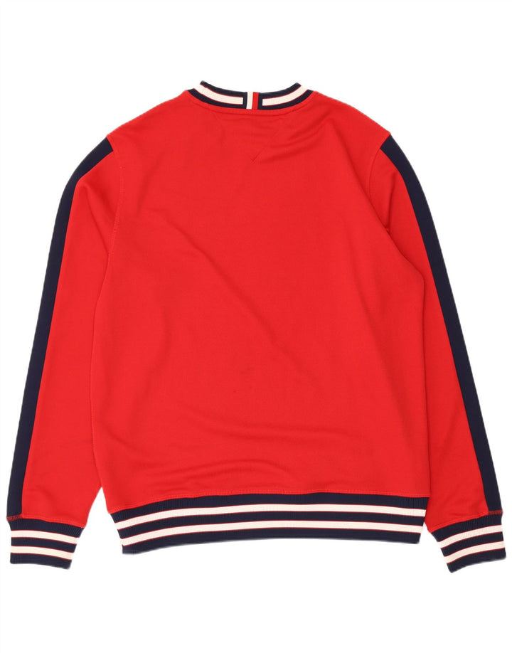Tommy Hilfiger Herren-Sweatshirt-Pullover, großes rotes Farbblock-Polyester