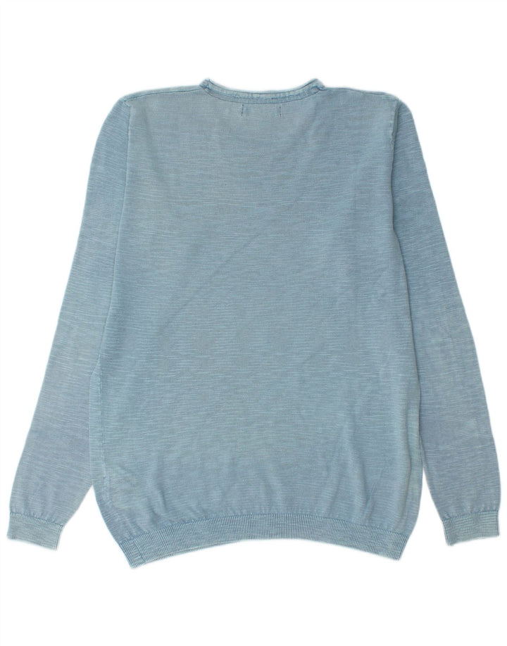 Liu Jo Herren-Pullover mit Rundhalsausschnitt, groß, blau gefleckte Baumwolle