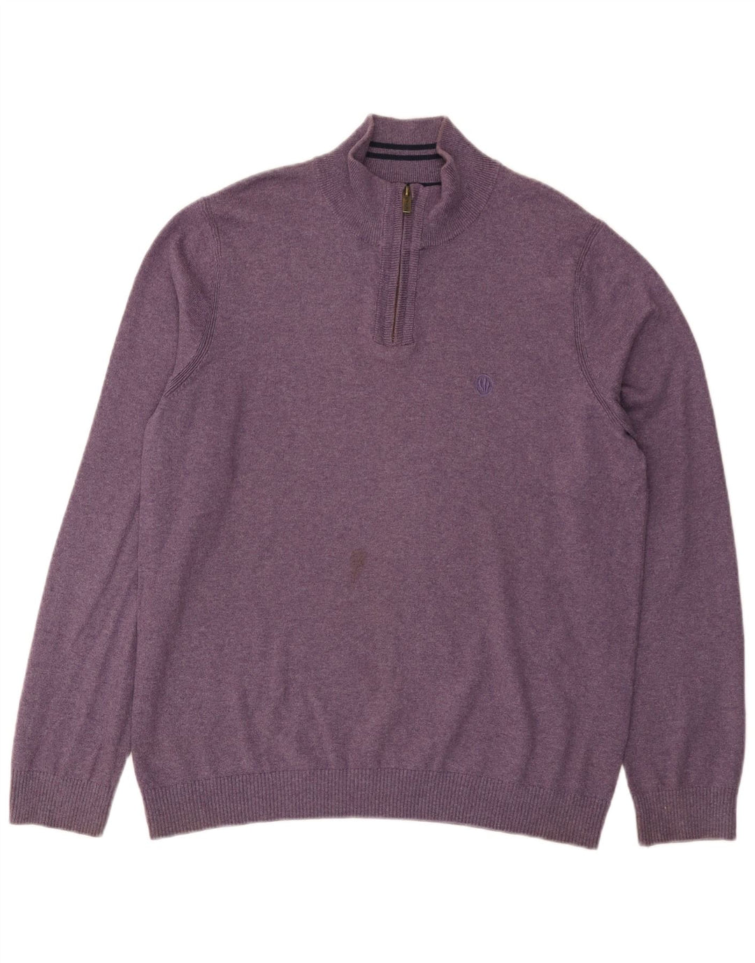 Fat Face Herren-Pullover mit Reißverschluss am Hals, groß, aus Baumwolle, Lila