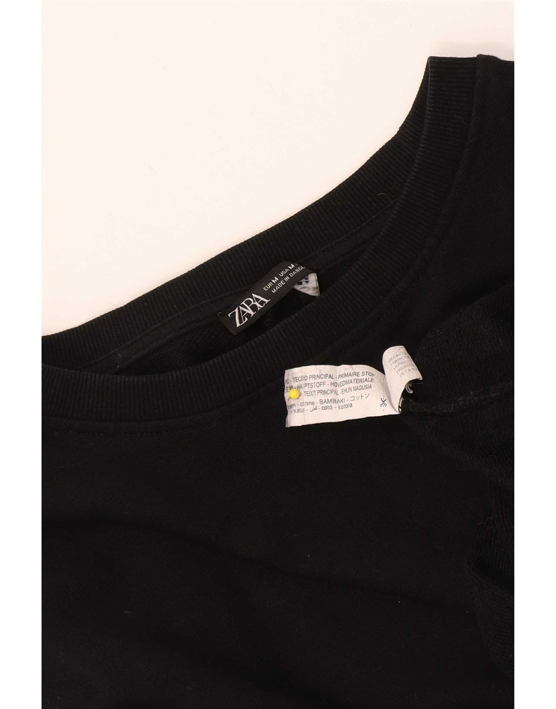 Zara Damen-Sweatshirt mit 3/4-Ärmeln, UK-Größe 14, mittelschwarz, Baumwolle