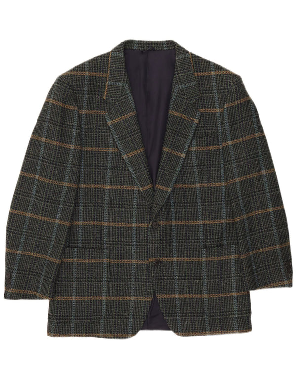Nino Cerruti Herren 2-Knopf-Blazerjacke IT 54 2XL grün karierte Wolle