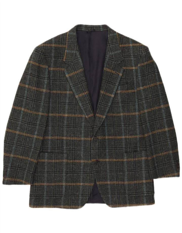 Nino Cerruti Herren 2-Knopf-Blazerjacke IT 54 2XL grün karierte Wolle