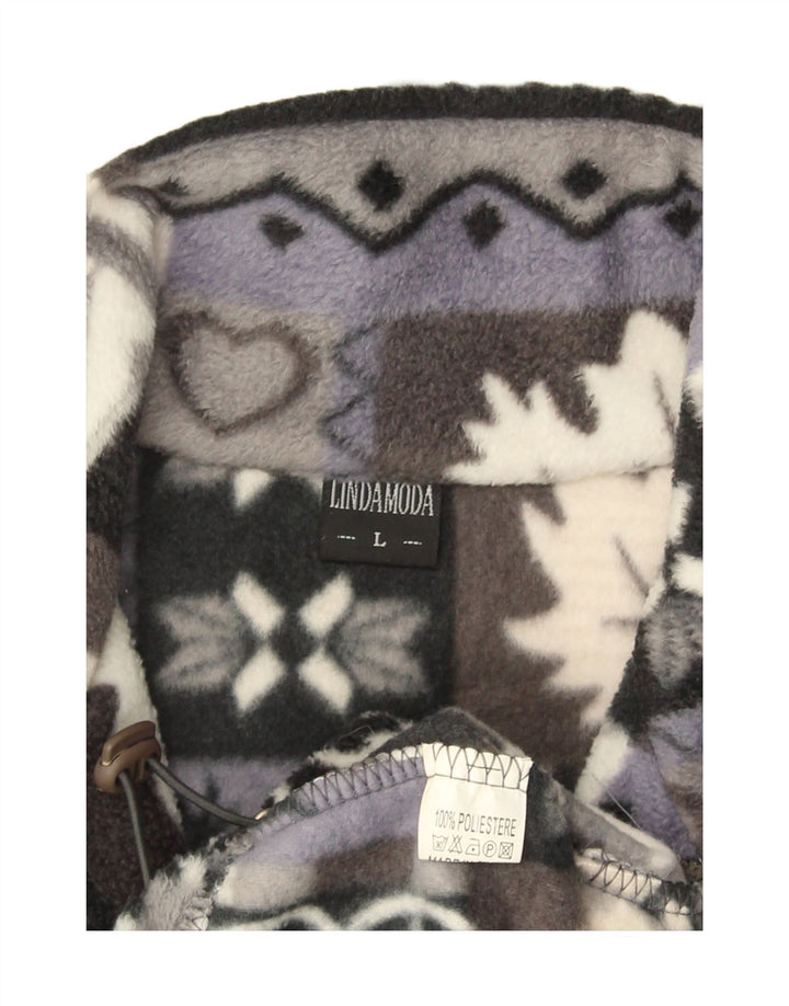 Vintage Herren Fleecejacke UK 40 Large Grau Fair Isle Polyester