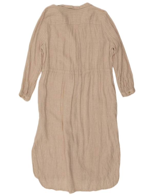Marks & Spencer Damen-Maxikleid mit langen Ärmeln, Gr. 46, Beige, Nadelstreifen