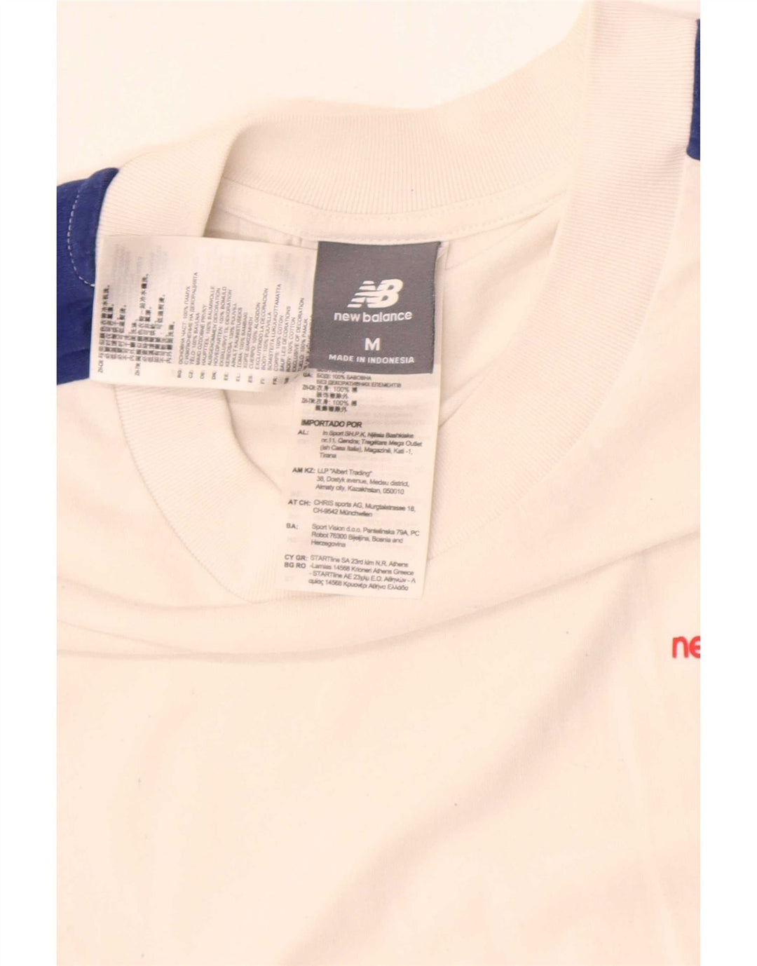 New Balance Herren-T-Shirt-Oberteil aus mittelweißer Colourblock-Baumwolle