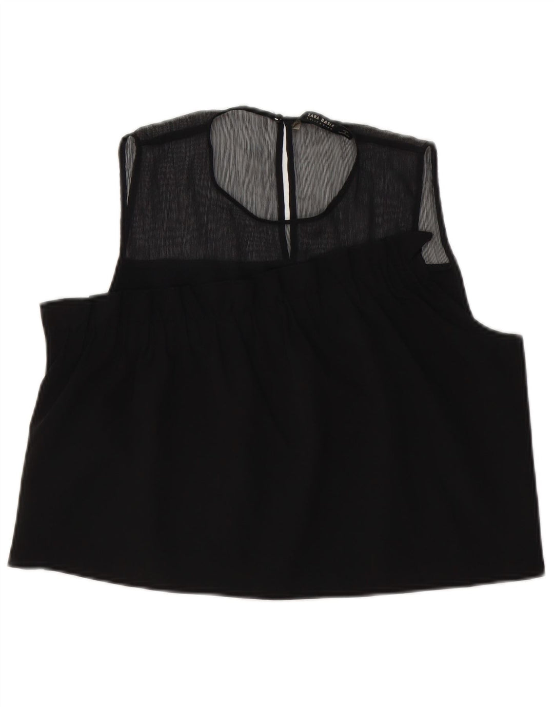 Zara Damen Crop ärmelloses Blusenoberteil UK 14 Large Schwarz