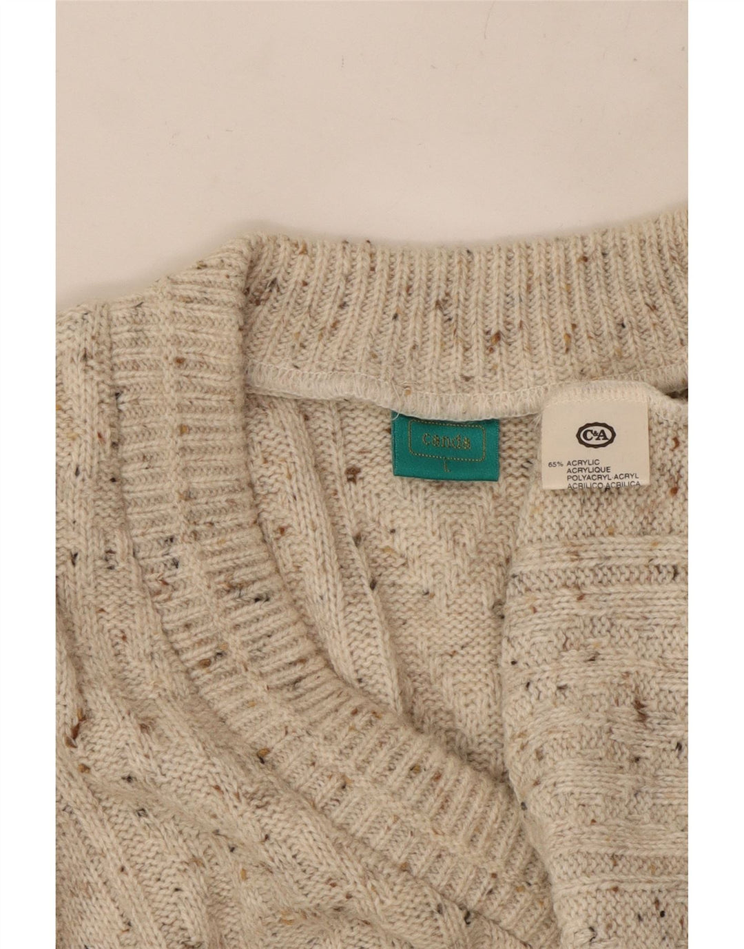 CANDA Herren-Pullover mit V-Ausschnitt, groß, beige meliert, Acryl