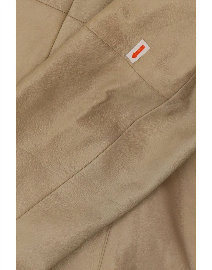 OLLY & CO Damen Ledermantel UK 10 Small Beige Leder