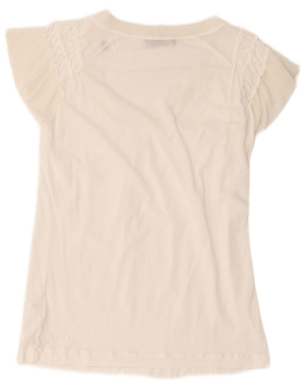 Trussardi Damen-T-Shirt mit kurzen Ärmeln, normal, UK 10, Größe S, Weiß, Lyocell