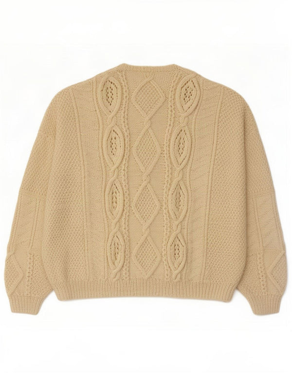 Vintage Herren-Pullover mit Rundhalsausschnitt, groß, gebrochenes Weiß