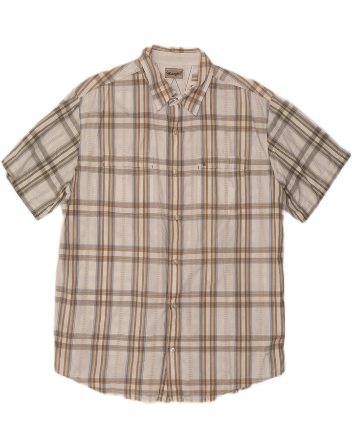 WRANGLER Herren Kurzarmhemd 2XL weiß kariert Baumwolle