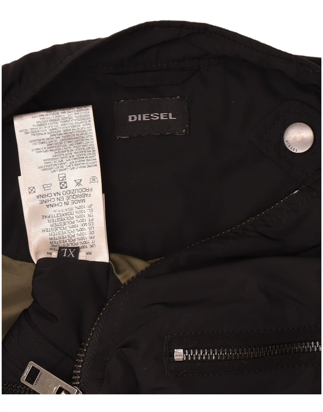 Diesel Herren Bikerjacke UK 42 XL Schwarz Polyester