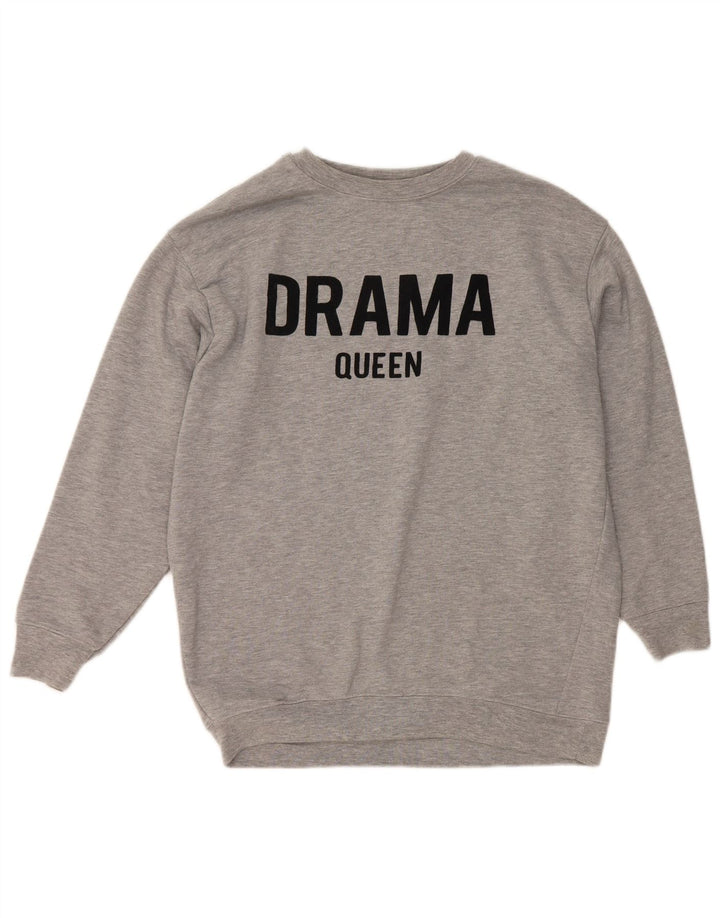 Zara Damen-Sweatshirt mit Grafik, übergroß, Gr. 10, Größe S, Grau