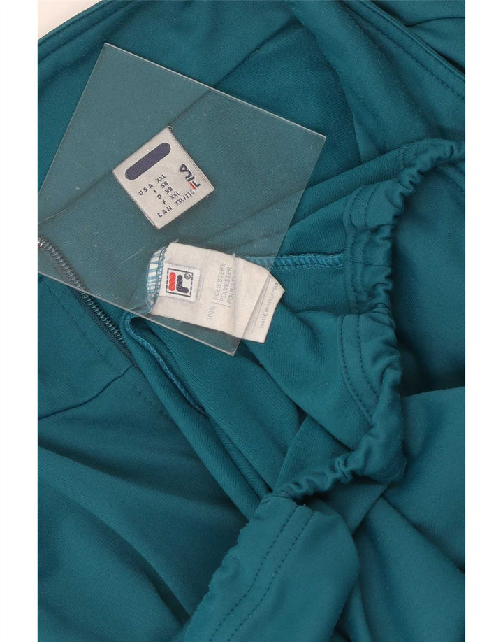 Fila Herren-Trainingsanzug-Oberteil, Jacke, 2XL, türkisfarbenes Colourblock-Polyester