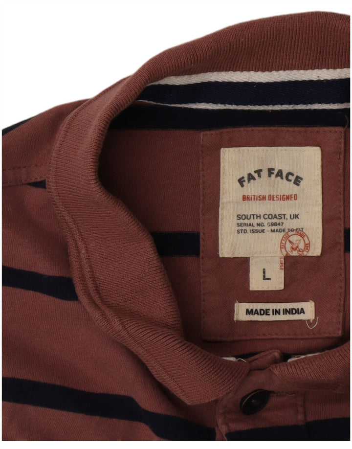 Fat Face Herren-Poloshirt, groß, Burgunderrot gestreift