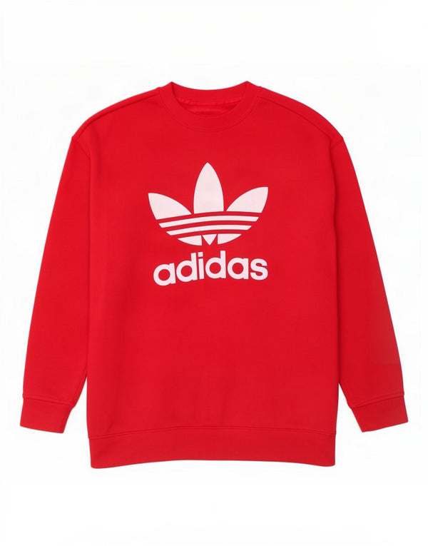 Adidas Womens Graphic Oversized Sweatshirt Pullover UK 10 Small Rosa Baumwolle
