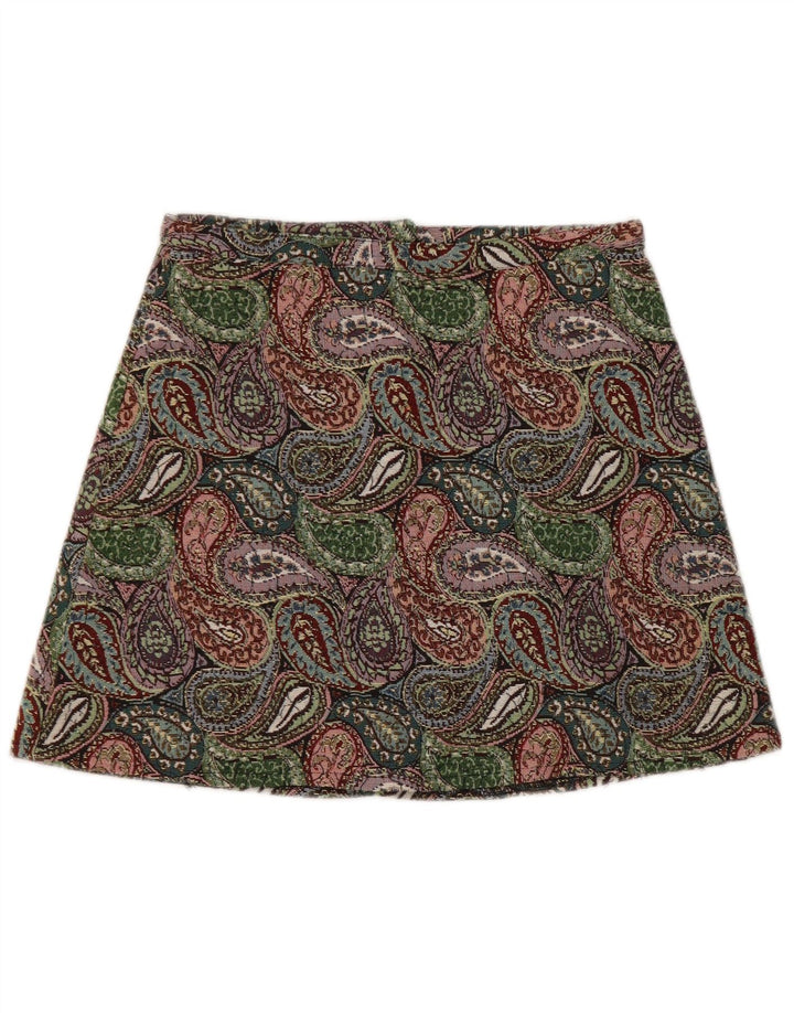 Vintage Damen Minirock W26 Kleines grünes Paisley