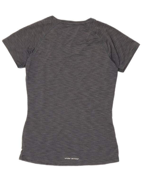 Under Armour Damen Heat Gear T-Shirt Top UK 10 Small Grau Polyester