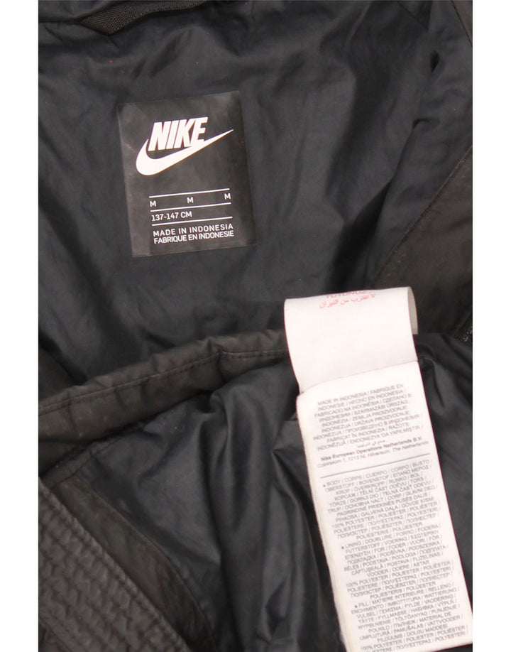 Nike Jungen-Kapuzenjacke, gepolstert, 10–11 Jahre, mittelgroßes schwarzes Polyester