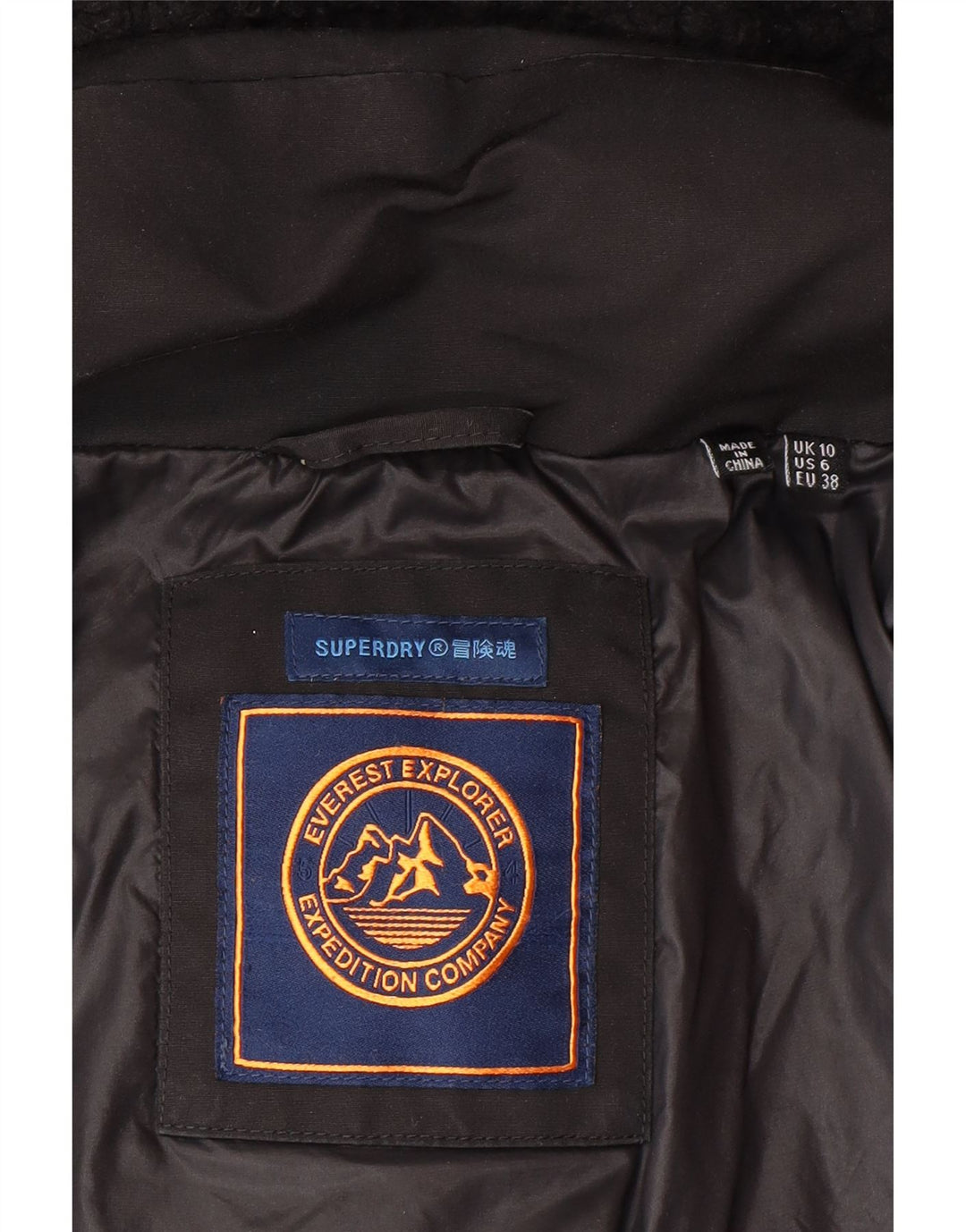 Superdry Womens Hooded Loose Fit Wattierte Jacke UK 10 Small Schwarz Winter