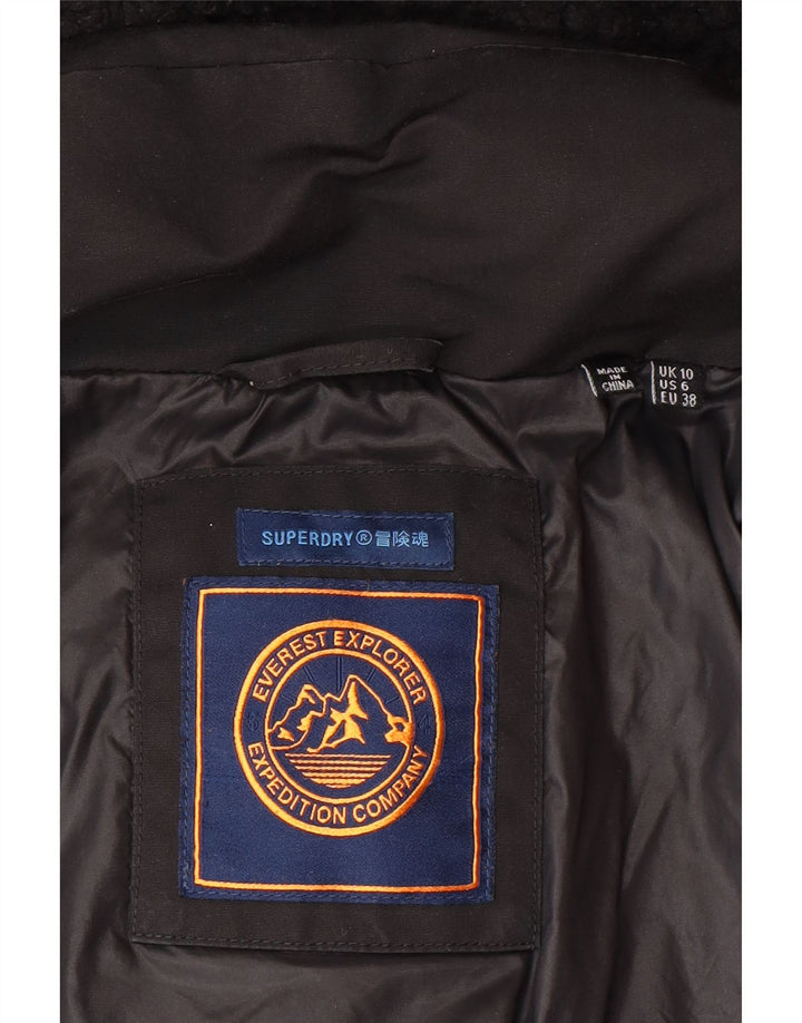 Superdry Womens Hooded Loose Fit Wattierte Jacke UK 10 Small Schwarz Winter