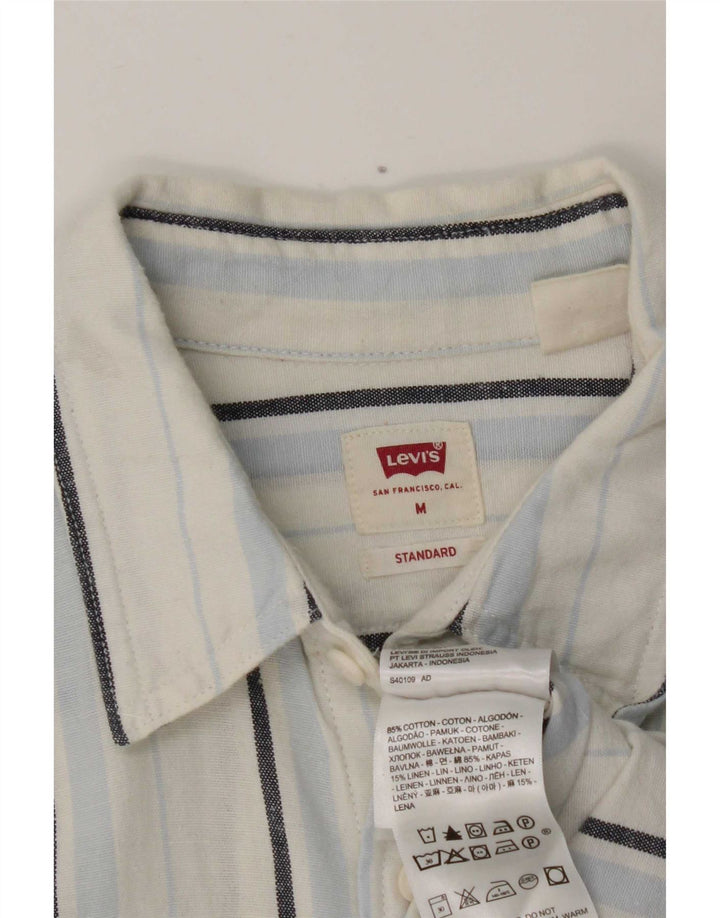 Levi's Herren-Hemd, kurzärmelig, Standard-Passform, mittelweiß, gestreift, Baumwolle