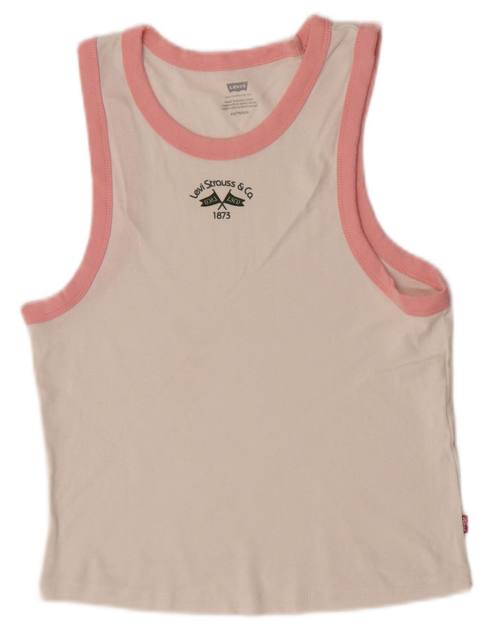Levi's Damen Crop Graphic Vest Top UK 6 XS Off White