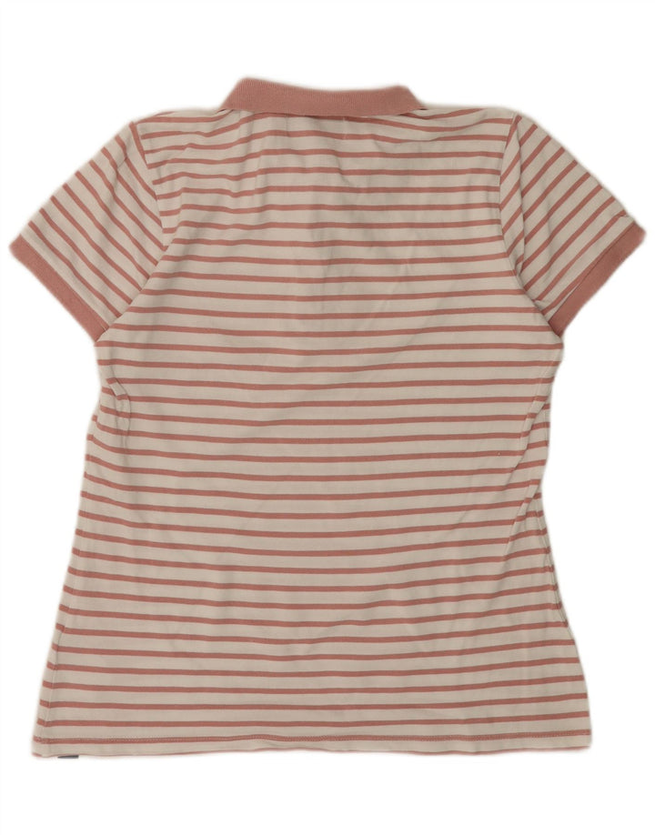 SUPERDRY Damen-Poloshirt UK 12 Mittelrosa gestreift aus Baumwolle