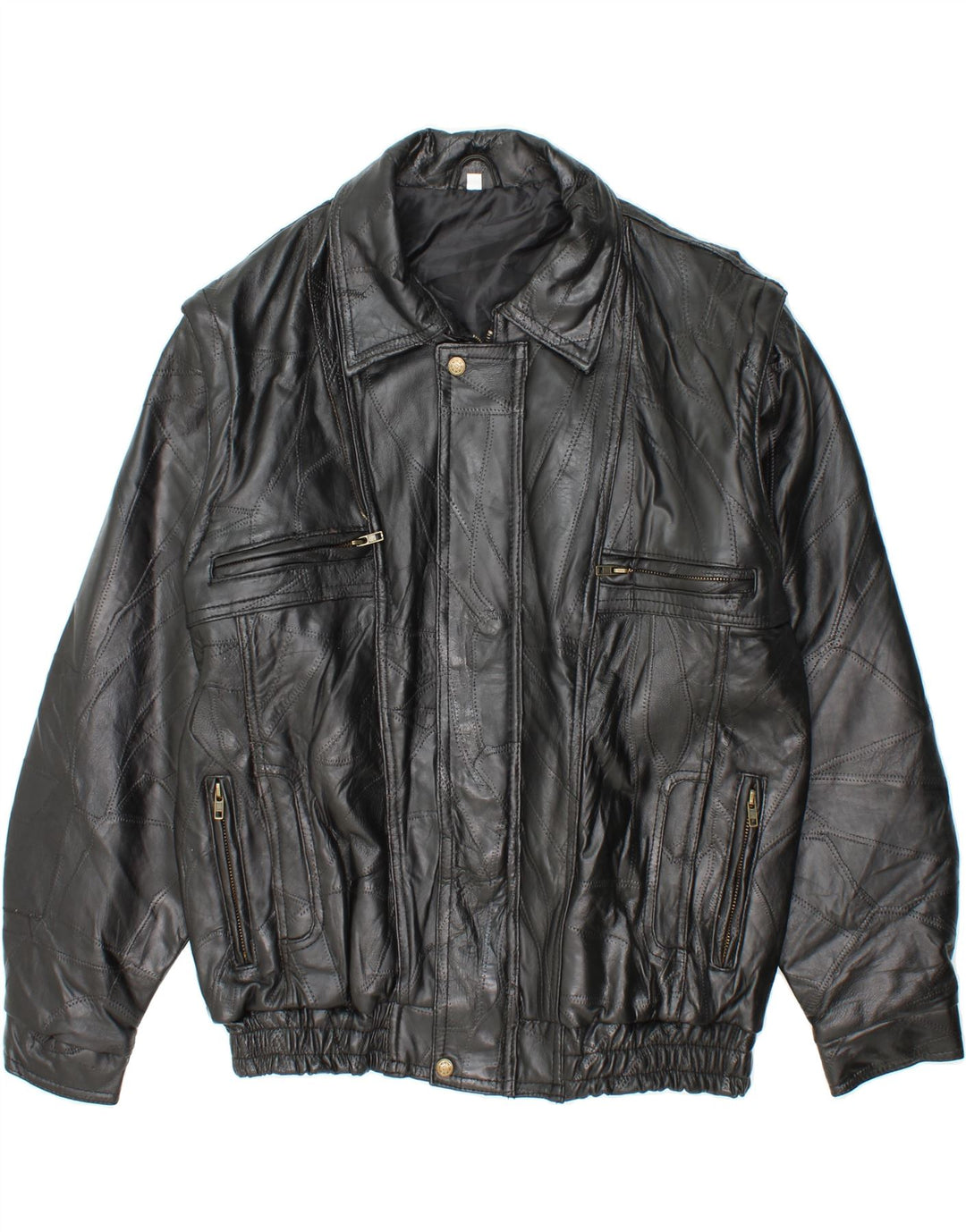 VINTAGE Herren Lederjacke UK 40 Großes schwarzes Leder