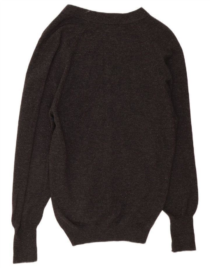 MARKS & SPENCER Herren-Cardigan-Pullover EU 46 XL Graue Lammwolle