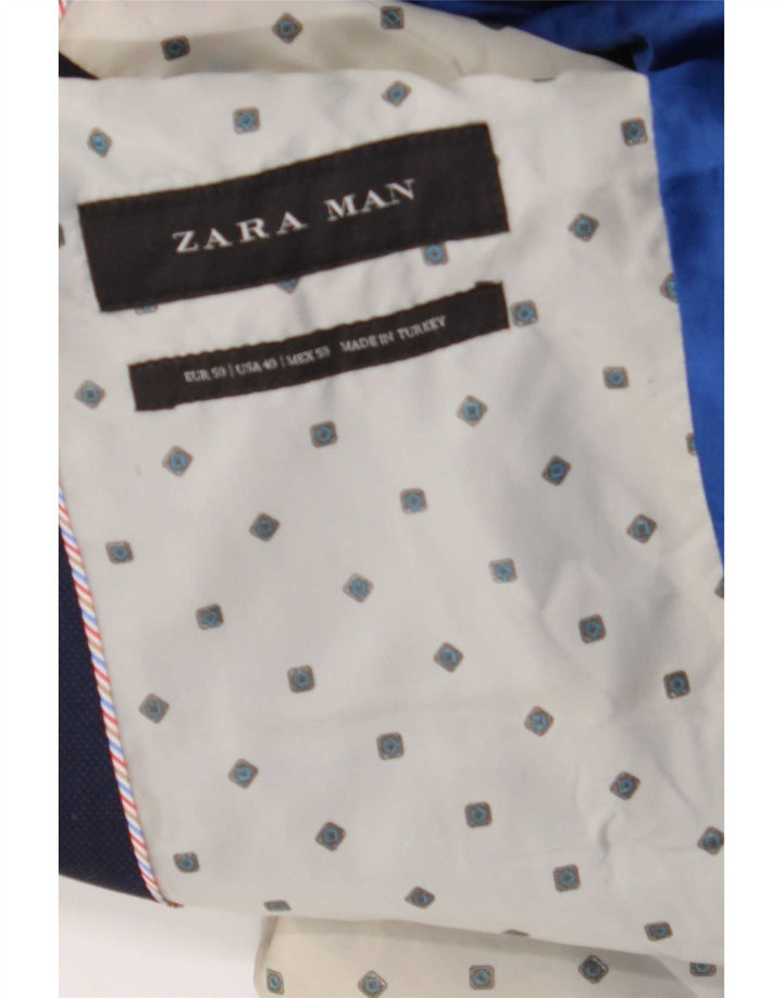 Zara Herren 2-Knopf-Blazerjacke EU 50 Mittelmarineblau