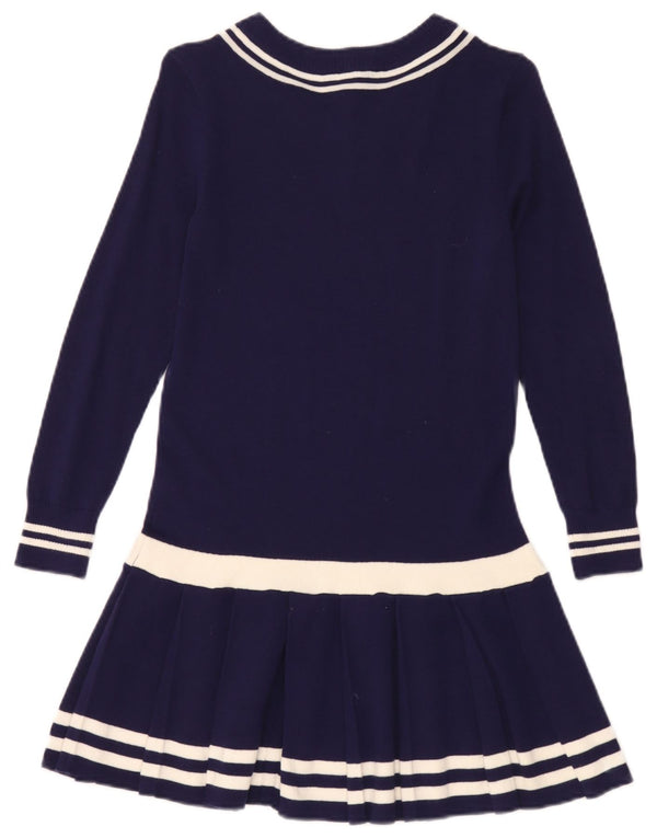 Tommy Hilfiger Mädchen-Pulloverkleid, 8–9 Jahre, mittleres Marineblau, Farbblock