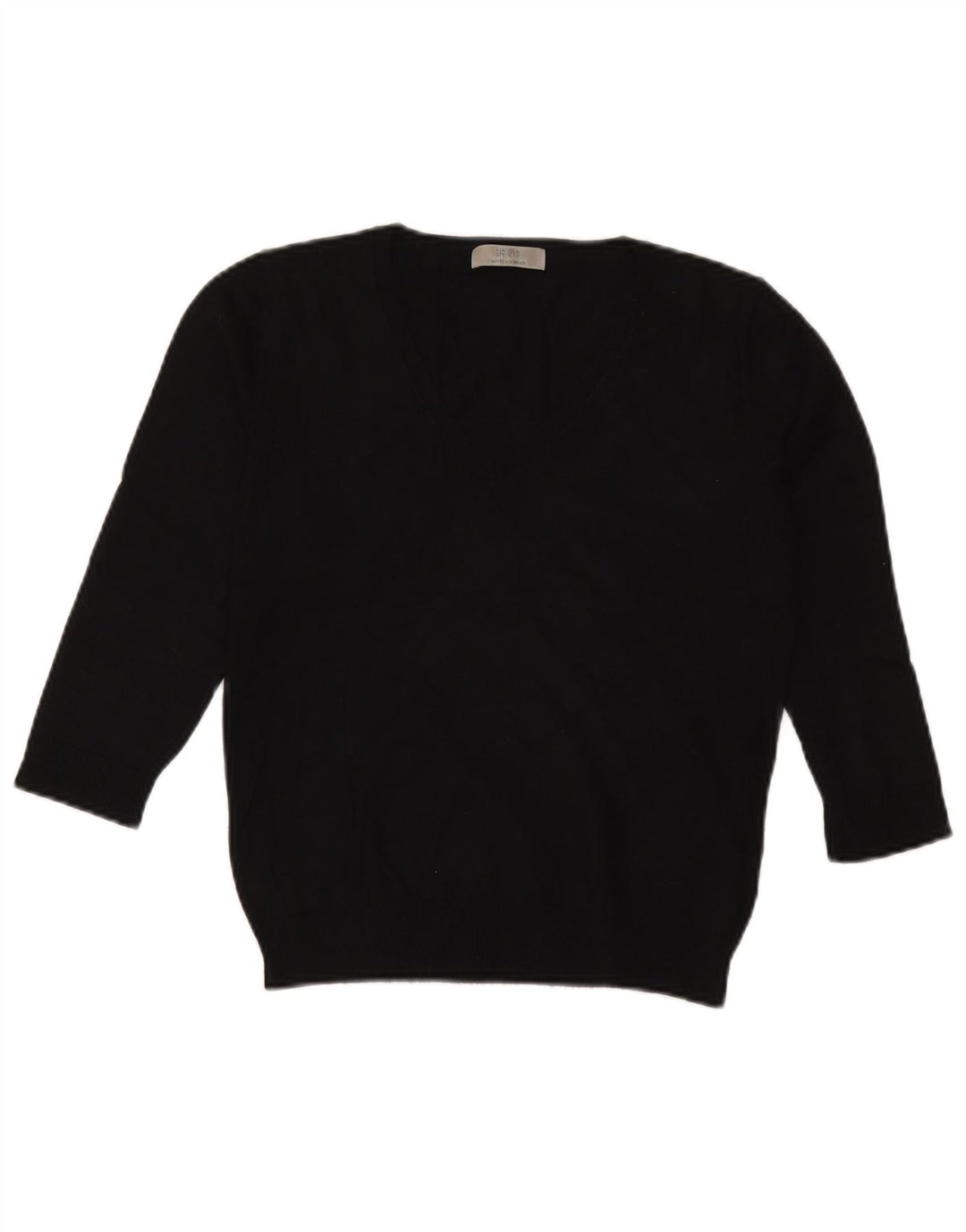 Marks & Spencer Damen-Pullover mit 3/4-Ärmeln und V-Ausschnitt, Gr. 12, mittelschwarz