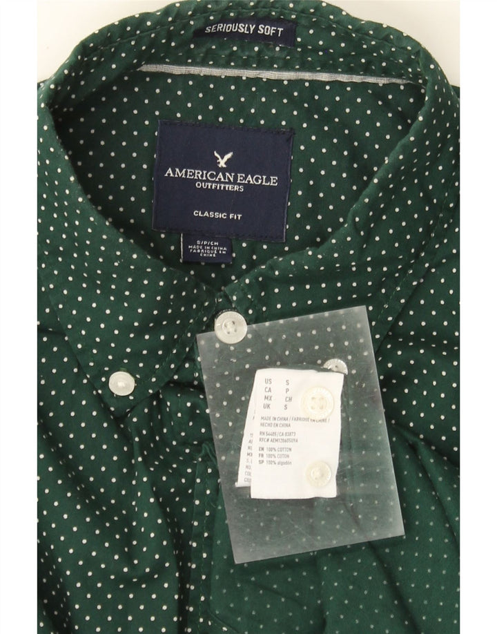 American Eagle Herren-Hemd mit klassischer Passform, klein, grün gefleckte Baumwolle