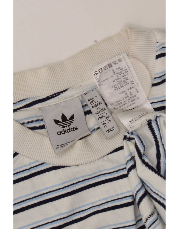 Adidas Herren T-Shirt Top XL weiß gestreift aus Baumwolle