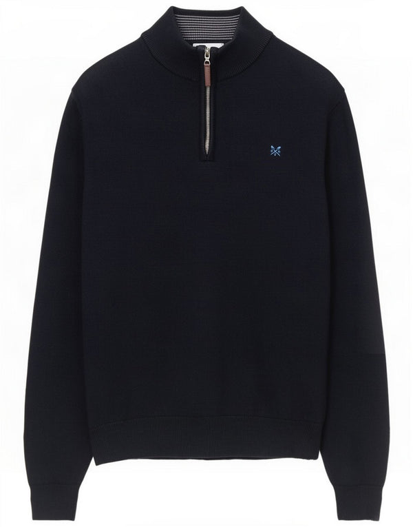 Crew Clothing Herren-Pullover mit Reißverschluss, XL, marineblaue Baumwolle