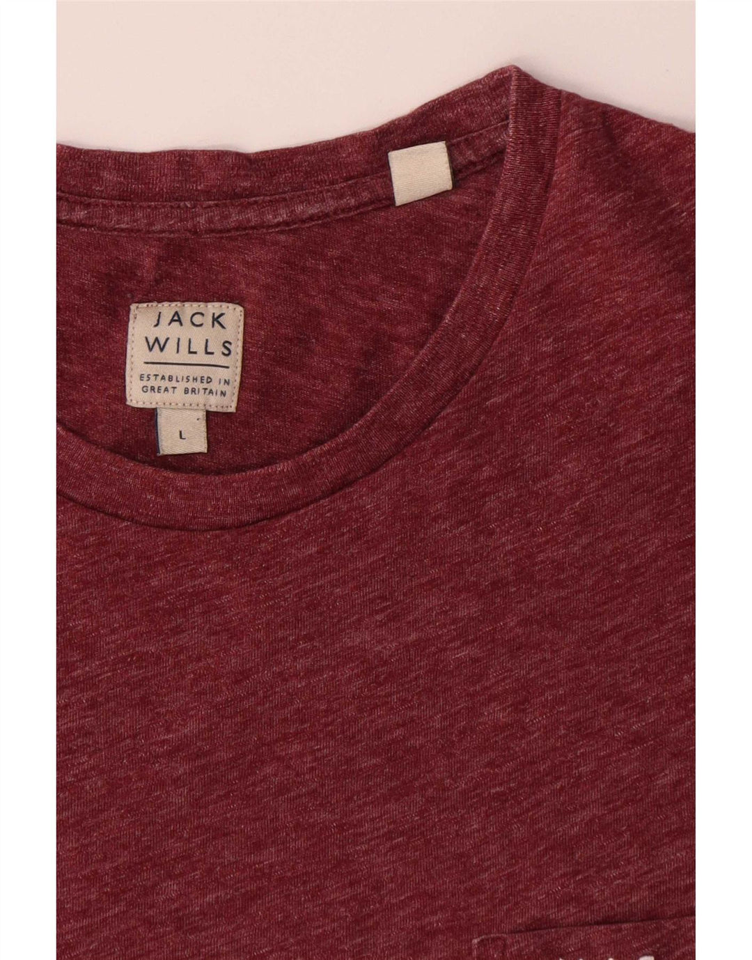Jack Wills Herren-T-Shirt-Oberteil, großes, burgunderrot meliertes Polyester
