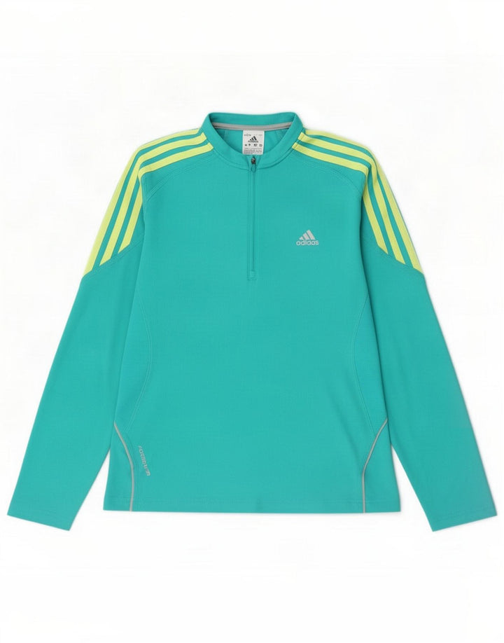 Adidas Damen-Pullover-Trainingsanzugoberteil mit Reißverschluss, UK 14, Mitteltürkis