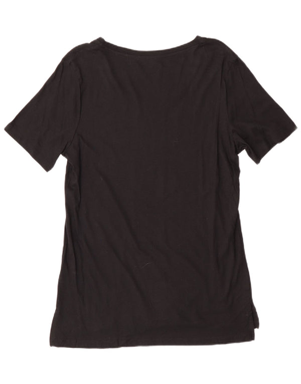 Eddie Bauer Damen T-Shirt Top UK 12 Medium Schwarz Baumwolle
