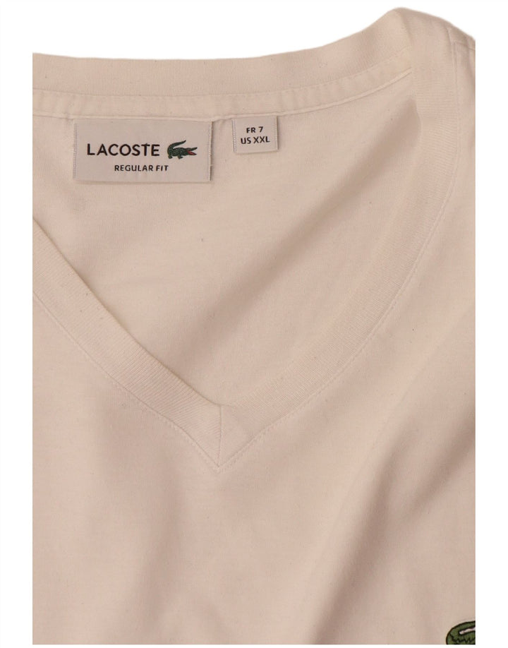 Lacoste Herren-T-Shirt mit normaler Passform, Größe 7 2XL, weiße Baumwolle