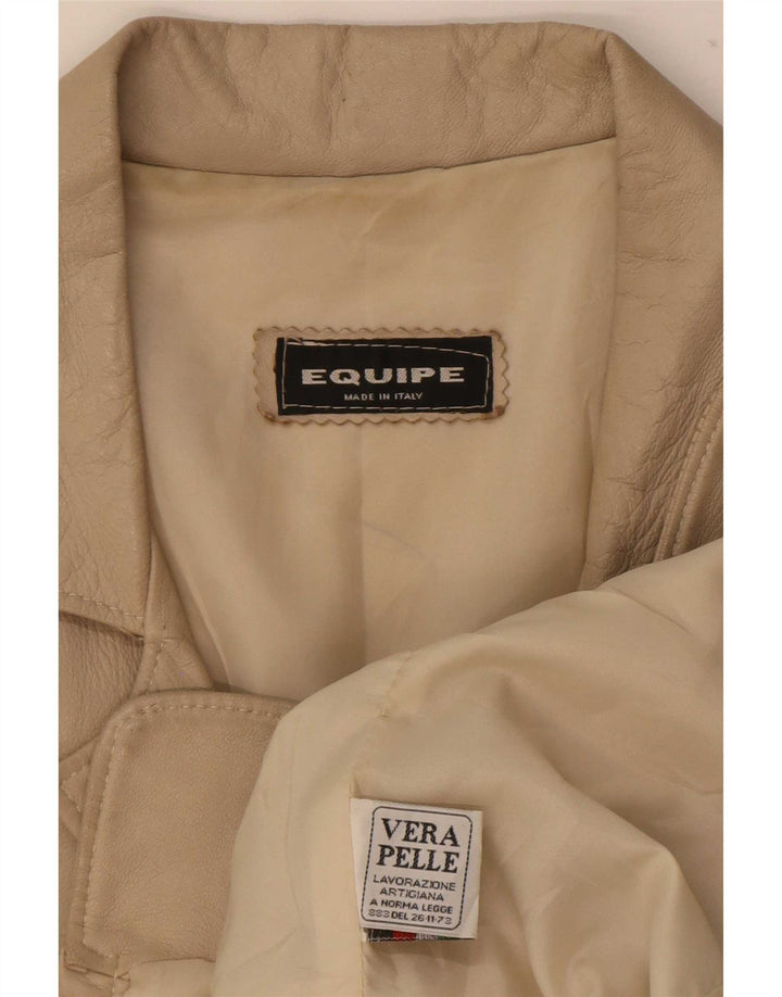 Equipe Damen Loose Fit Lederjacke IT 42 Mittelbeige
